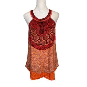 Sundance red & orange floral tank top size 6